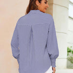 Zeagoo Women's Button Down Shirts Loose Fit Striped Printed Lantern Blouses