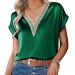 Zeagoo Short Sleeve Satin Blouses