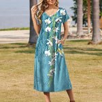 Zeagoo Floral Dress Short Sleeve Beach Dress