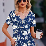 Zeagoo Tunic Tops V Neck Loose Fit Short Sleeve Shirt (DE Only)