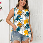 Zeagoo Summer Tank Top for Women Pleated High Neck Tops