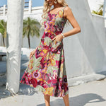 Zeagoo Floral Beach Sundress Casual A-Line Midi Tank Dresses