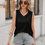 Zeagoo Women Eyelet Tank Tops Sleeveless Shirts V Neck Cute Top