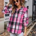 Zeagoo Women Flannel Shacket Jacket Plaid Button Down Shirt
