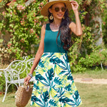 Zeagoo Summer Dress Knee-Length Round Neck Floral Dress (DE Only)