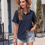 Zeagoo Short Sleeve Button Down Shirt Casual Loose Fit Blouses