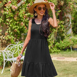 Zeagoo Summer Dress Knee-Length Round Neck Floral Dress (DE Only)