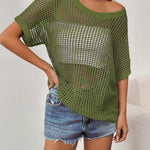 Zeagoo Short Sleeve Crochet Sweater Tops