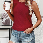 Zeagoo Sleeveless Eyelet Shirts High Neck Top