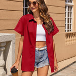 Zeagoo Women's Cotton Button Down Shirts Short Sleeve Casual Shirts