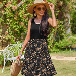 Zeagoo Summer Dress Knee-Length Round Neck Floral Dress (DE Only)