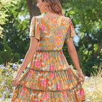 Zeagoo Summer Tiered Mini Dress with Pockets Ruffle Sleeve Dress