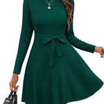 Zeagoo Women's Casual Dress Tie Waist Fall Ribbed Dress