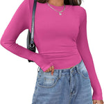 Zeagoo Damen Langarm T-Shirt Basic Slim Fit Tops (DE Only)