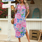 Zeagoo Maxi Dress with Pockets Short Sleeve Sundress