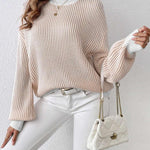 Zeagoo Sweater Casual Long Sleeve Color Block Loose Pullover