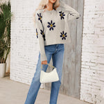 Zeagoo Women's Crew Neck Cropped Sweater Long Sleeve Knit Tops