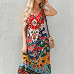 Zeagoo Floral Beach Sundress Casual A-Line Midi Tank Dresses