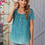 Zeagoo Women Tunic Tops Dressy Casual Short Sleeve Floral Shirts