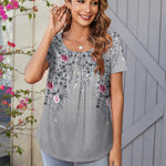 Zeagoo Women Tunic Tops Dressy Casual Short Sleeve Floral Shirts