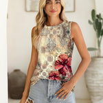 Zeagoo Summer Tank Top for Women Pleated High Neck Tops