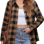 Zeagoo Flannel Shirt Women Button Down Long Sleeve Plaid Shirts