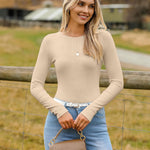 Zeagoo Women Long Sleeve T Shirts Crewneck Basic Knit Tops