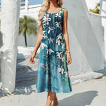 Zeagoo Floral Beach Sundress Casual A-Line Midi Tank Dresses