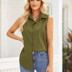 Zeagoo Sleeveless Blouses Casual Button Down Flower Tank Tops