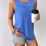 Zeagoo Tank Top Blouses Scooped Neck Pleated Front Shirts