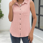 Zeagoo Sleeveless Button Down Shirts V Neck Solid Tank Tops