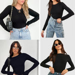 Zeagoo Women Y2K Crewneck Long Sleeve Slim Fit T-Shirt