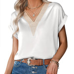 Zeagoo Short Sleeve Satin Blouses