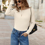 Zeagoo Knitted Pullover Ribbed Long Sleeve Pullover (DE Only)