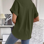 Zeagoo Short Sleeve Casual Roll-Up Cuffed Tops