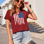 Zeagoo T Shirts Women American Flag Tops