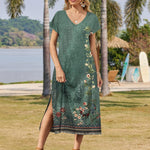 Zeagoo Floral Dress Short Sleeve Beach Dress