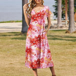 Zeagoo Floral Dress Short Sleeve Beach Dress
