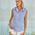 Zeagoo Sleeveless Blouses Summer Casual Button Down Shirts