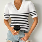 Zeagoo Short Sleeve Sweaters Soft Casual V Neck Pullover Tops