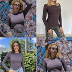 Zeagoo Damen Langarm T-Shirt Basic Slim Fit Tops (DE Only)