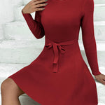 Zeagoo Women's Casual Dress Tie Waist Fall Ribbed Dress