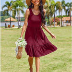 Zeagoo Summer Dress Knee-Length Round Neck Floral Dress (DE Only)