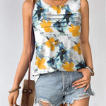 Zeagoo Tank Top Blouses Scooped Neck Pleated Front Shirts