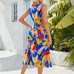 Zeagoo Floral Beach Sundress Casual A-Line Midi Tank Dresses