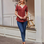 Zeagoo Tunic Tops V Neck Loose Fit Short Sleeve Shirt (DE Only)