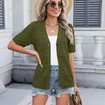 Zeagoo Short Sleeve Crochet Cardigan Button up Bolero Shrug Sweater