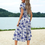 Zeagoo Women's Casual Dress Flutter Button Down Tiered Flowy Dress