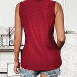 Zeagoo Sleeveless Eyelet Shirts High Neck Top