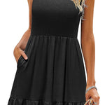 Zeagoo Summer Dress Knee-Length Round Neck Floral Dress (DE Only)